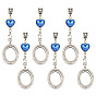 6Pcs Alloy Oval Locket Pendants, with Glass and 6Pcs Polyester Ribbon