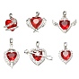 6шт. 6 стили латунные подвески с кубическим цирконием, сердце