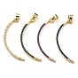 Brass with Cubic Zirconia Pendants, Long-Lasting Plated, Lead Free & Cadmium Free, Real 18K Gold Plated, Bent Stick