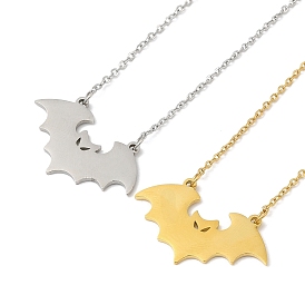 304 Stainless Steel Pendant Necklaces, Bat