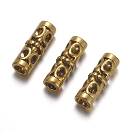 Alliage perle de style tibétain, sans plomb et sans cadmium, colonne, 6.5x19.5mm, trou: environ 3 mm