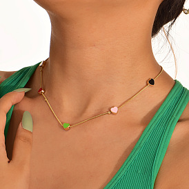 Necklace Personality Versatile Drop Nectarine Heart Pendant Simple Multicolor Heart Necklace Jewelry
