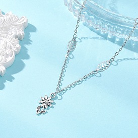 Подвеска в виде цветка из сплава, цепочка из латунных листочков с звеньями для женщин