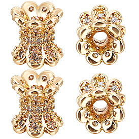 8шт. латунные микро-прорезные бусины из кубического циркония, лотос