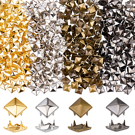 500шт. 4 цвета латунные шпильки заклепки, для поделки из кожи, квадратный