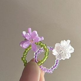 Кольца для женщин из акрила с цветком и стеклянными бусинами