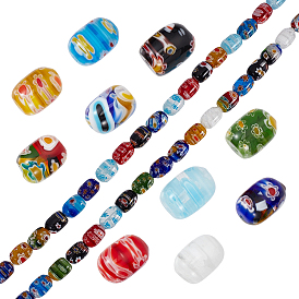 2 нити ручной работы миллефиори бусины лэмпворк, баррель