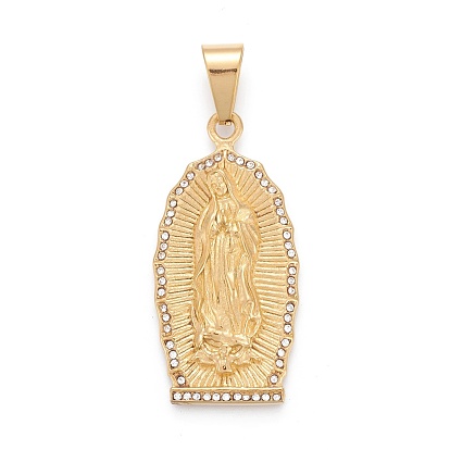 304 pendentifs dame de guadalupe en acier inoxydable, avec strass cristal, vierge marie
