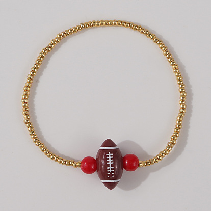 Браслеты из стеклянного бисера и регбийных бусин