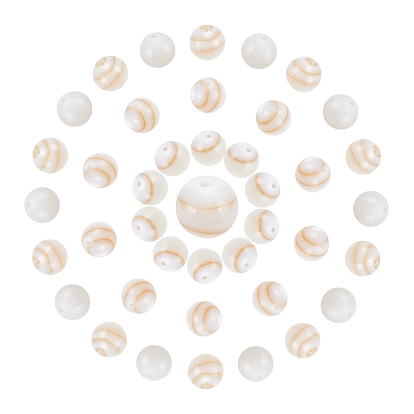 3 Strands Natural Freshwater Shell Round Bead Strands