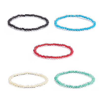 Clear Crystal Glass Seed Beads Stretch Bracelet for Teen Girl Women