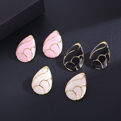 201 серьги из нержавеющей стали эмаль, слеза, золотые