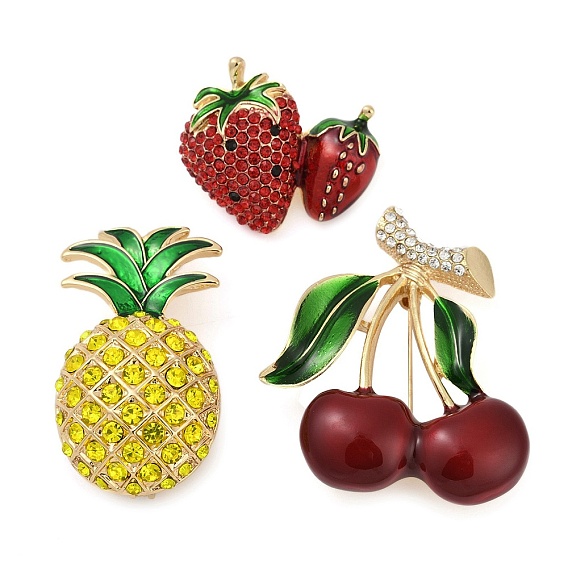 Фрукт эмалированные булавки, броши из цинкового сплава со стразами для одежды-рюкзака