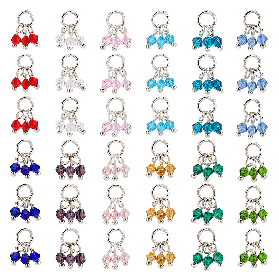 48шт 12 цветное стекло, имитирующее австрийский хрусталь, биконические подвески из бисера, с шаровыми штифтами из платиновой латуни и железным прыгающим кольцом