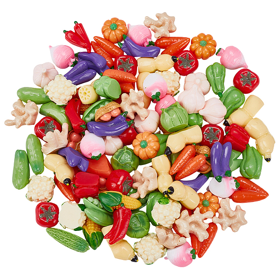 Непрозрачные кабошоны из смолы, имитация овощей, разнообразные