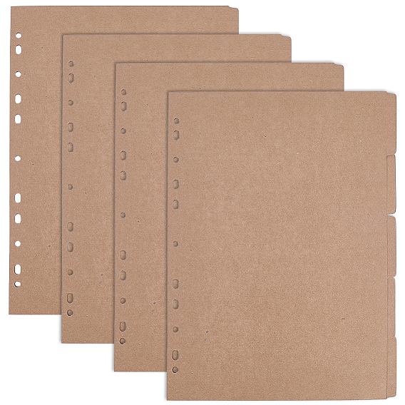5Separadores de carpeta de papel kraft, Pestaña de página de índice con orificios para agenda, cuaderno y carpetas de hojas sueltas, Rectángulo