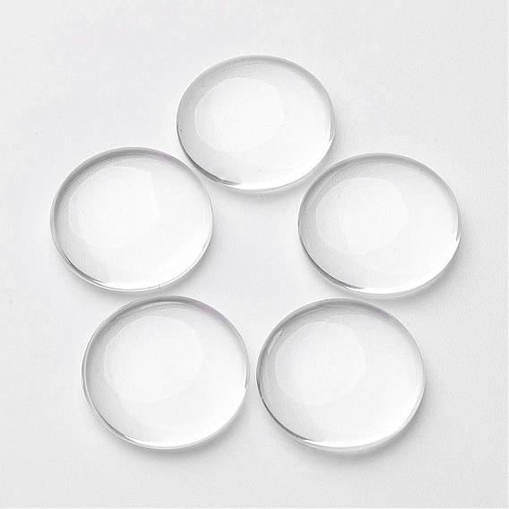 Glass Cabochons, Transparent, Half Round, Flat Back for Jewelry and Cabochon Settings
