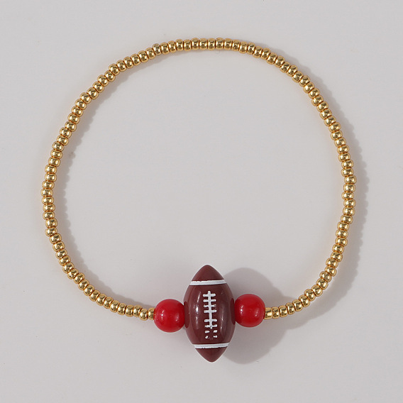 Браслеты из стеклянного бисера и регбийных бусин