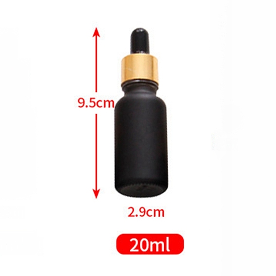 Empty Portable Frosted Glass Dropper Bottles, Fine Mist Atomizer, with Rubber Extrusion Head, Aluminum Dust Cap, Refillable Bottle