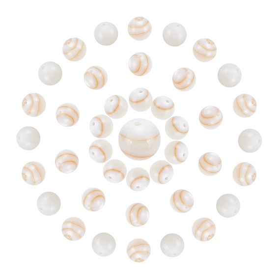 3 Strands Natural Freshwater Shell Round Bead Strands