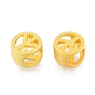 Alloy European Beads, Large Hole Beads, Matte Style, Flat Round with Peace Sign