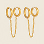 304 Stainless Steel Double Hoop Earrings for Women, Chain Shape