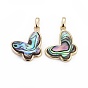 Natural Abalone Shell/Paua Shell Pendants, with Brass Findings, Butterfly