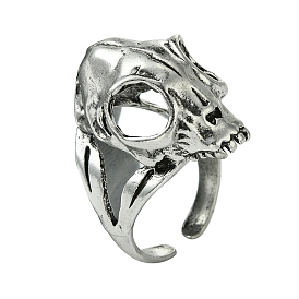 Skull Alloy Open Cuff Rings, Lead Free & Cadmium Free