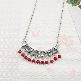 Yunnan Ethnic Style Miao Silver Pave Turquoise Pendant Necklaces Tibetan Nepalese Jewelry