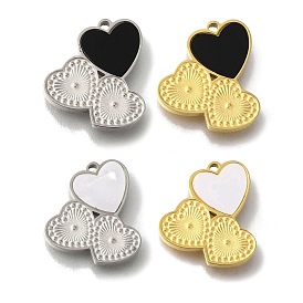 Ion Plating(IP) 304 Stainless Steel Manual Polishing Charms, with Acrylic, Heart