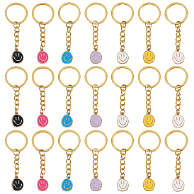 35шт 7 стиль сплава эмалированные брелки, с железными кольцами