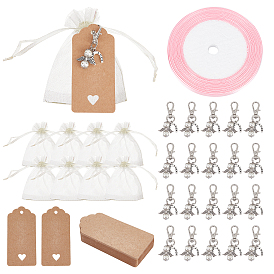 PandaHall Elite DIY Angel Series Keychain Gift Kits, Including Horseshoe Alloy Keychain, Organza Gift Bags, Ribbon and Jewelry Display Tags