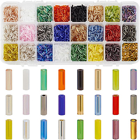 Glass Bugle Beads, Silver Lined