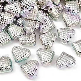 УФ-покрытие непрозрачные бусины из пластика ccb, радужный, сердце