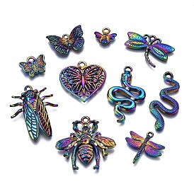 Rainbow Color Alloy Pendants, Cadmium Free & Nickel Free & Lead Free, Insect