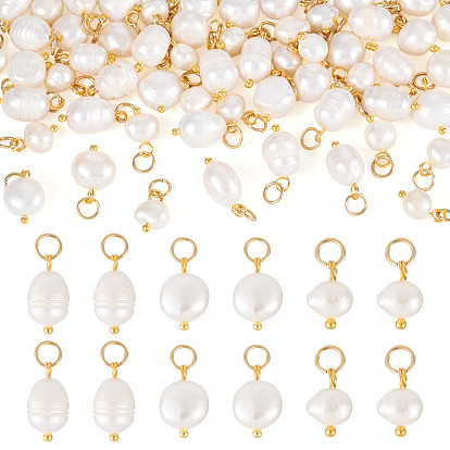 60шт 3 стили подвески из натурального культивированного пресноводного жемчуга, с медными петлями, разнообразные, цветочный белый