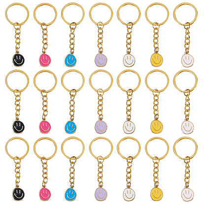 35шт 7 стиль сплава эмалированные брелки, с железными кольцами