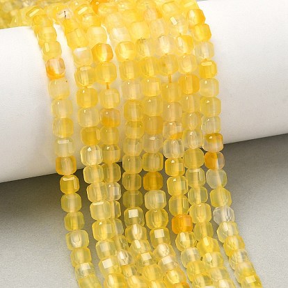 Естественный желтый агат бисер нитей, окрашенная и подогревом, граненый стол, вырезанный куб