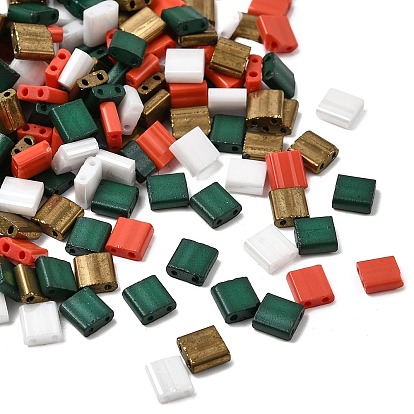 4 рождественские цвета 2 квадратные стеклянные бусины с отверстием