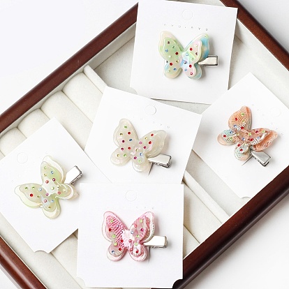 Заколки для волос из ацетата целлюлозы в форме бабочки из кожи аллигатора, аксессуары для волос для густых волос девушки