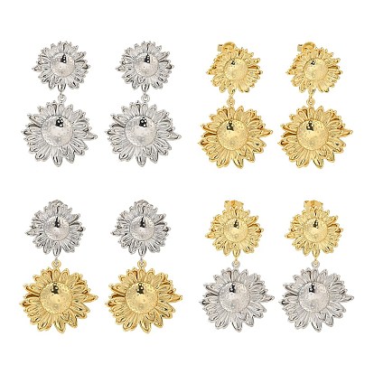 Серьги-гвоздики из латуни с цветочным покрытием, с эмалью, долговечный, без свинца и без кадмия