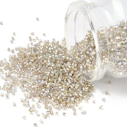 Стеклянный бисер класса А fgb, шестигранник (два разреза), серебряная линия