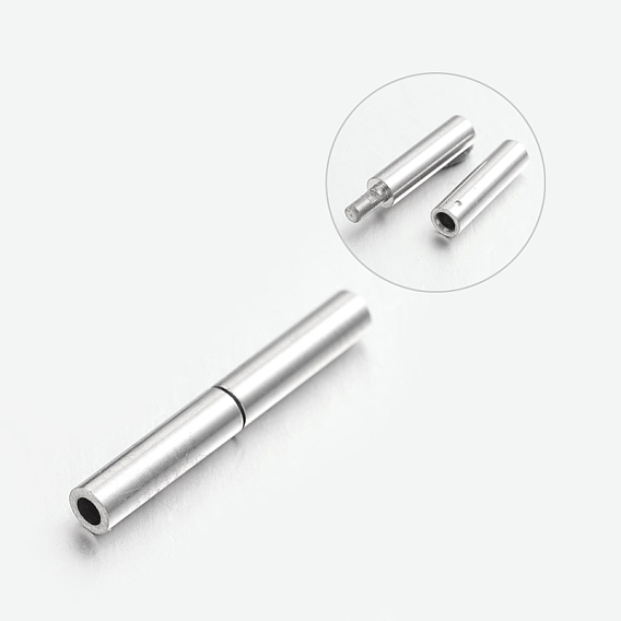 304 Stainless Steel Bayonet Clasps, Ion Plating (IP), Column, 21x2.5mm, Hole: 1.5mm
