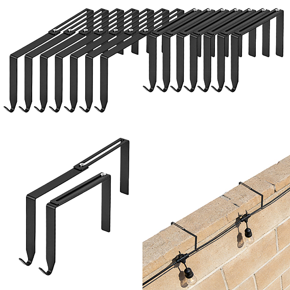 Iron Outdoor String Light Clips, Gutter & Fence Hooks for Patio & Backyard Decor