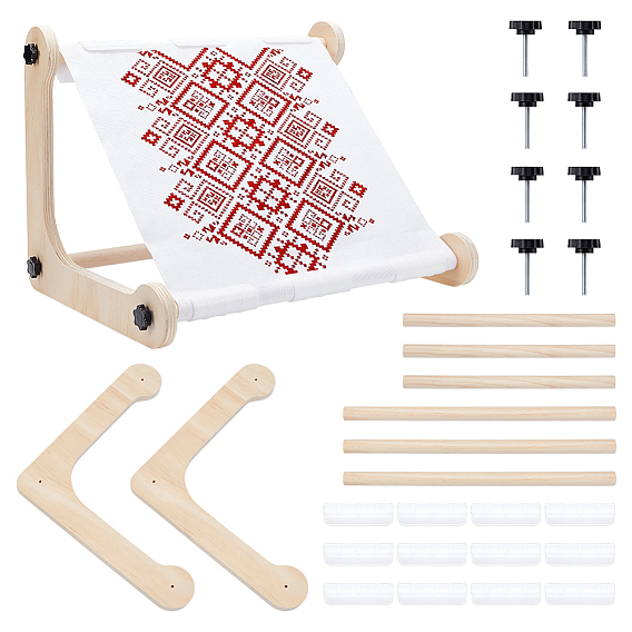 Beech Wooden Embroidery Hoop Holder Stand, Adjustable Stitching Stand Hands