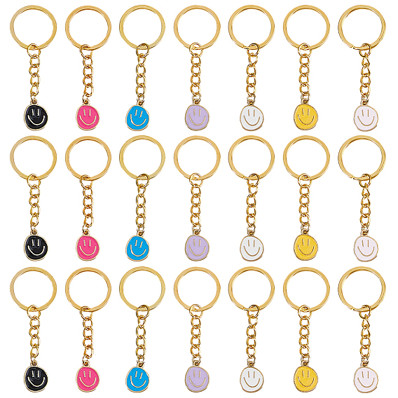 35шт 7 стиль сплава эмалированные брелки, с железными кольцами