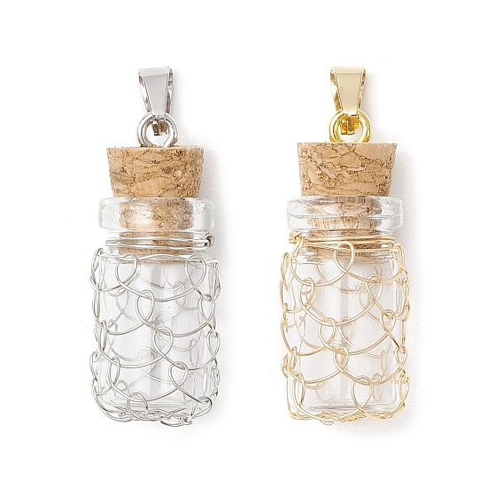 Подвески из стеклянных бутылок, с железными болтами, ушком, штифтами и медной проволокой