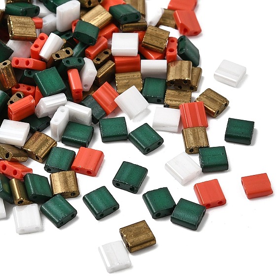 4 рождественские цвета 2 квадратные стеклянные бусины с отверстием