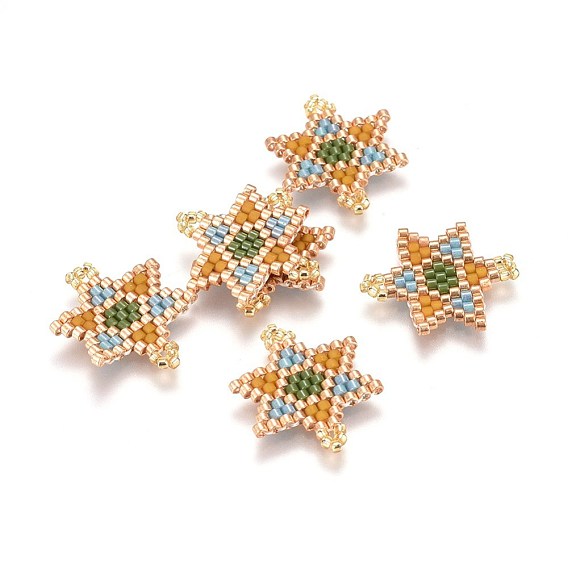 MIYUKI & TOHO Handmade Japanese Seed Beads Links, Loom Pattern, for Jewish, Star of David