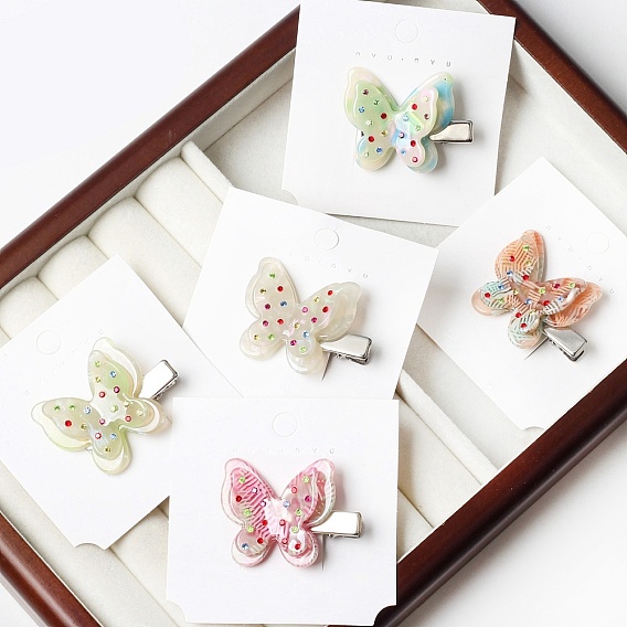 Заколки для волос из ацетата целлюлозы в форме бабочки из кожи аллигатора, аксессуары для волос для густых волос девушки